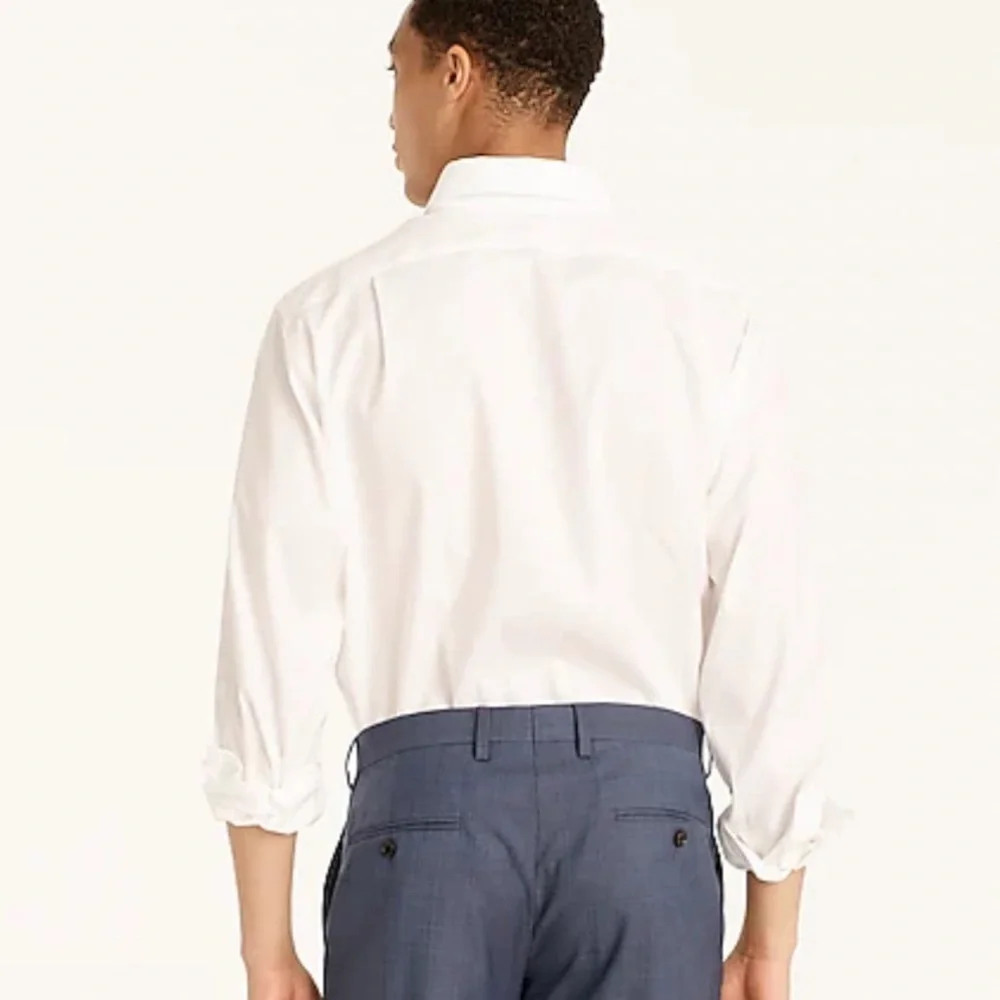 J crew Bowery wrinkle free stretch cotton shirt with spread collar white